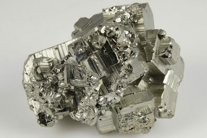 2" Striated, Cubic Pyrite Crystal Cluster - Peru